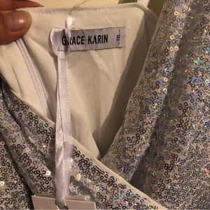 Silver sequin mini dress